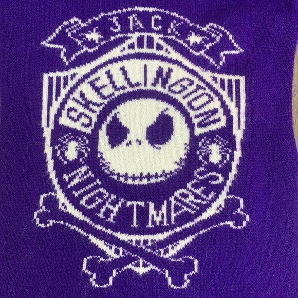 Disney Parks Jack Skellington Purple Fringe Knit Winter Unisex Adult Long Scarf - Picture 5 of 7